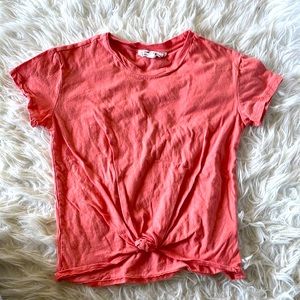 SALMON HIPPIE ROSE SHIRT WITH KNOT